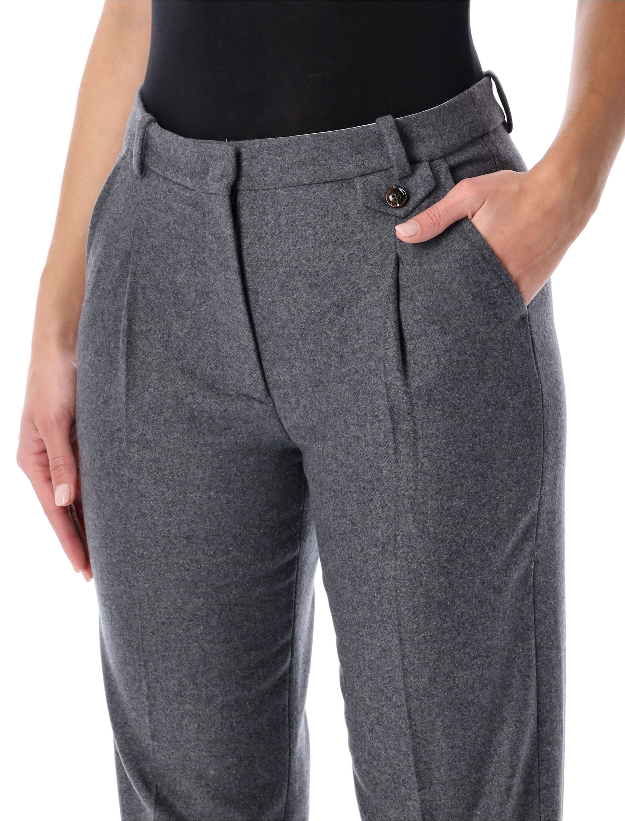 The Garment Mitch pants in grey melange wool Recycled