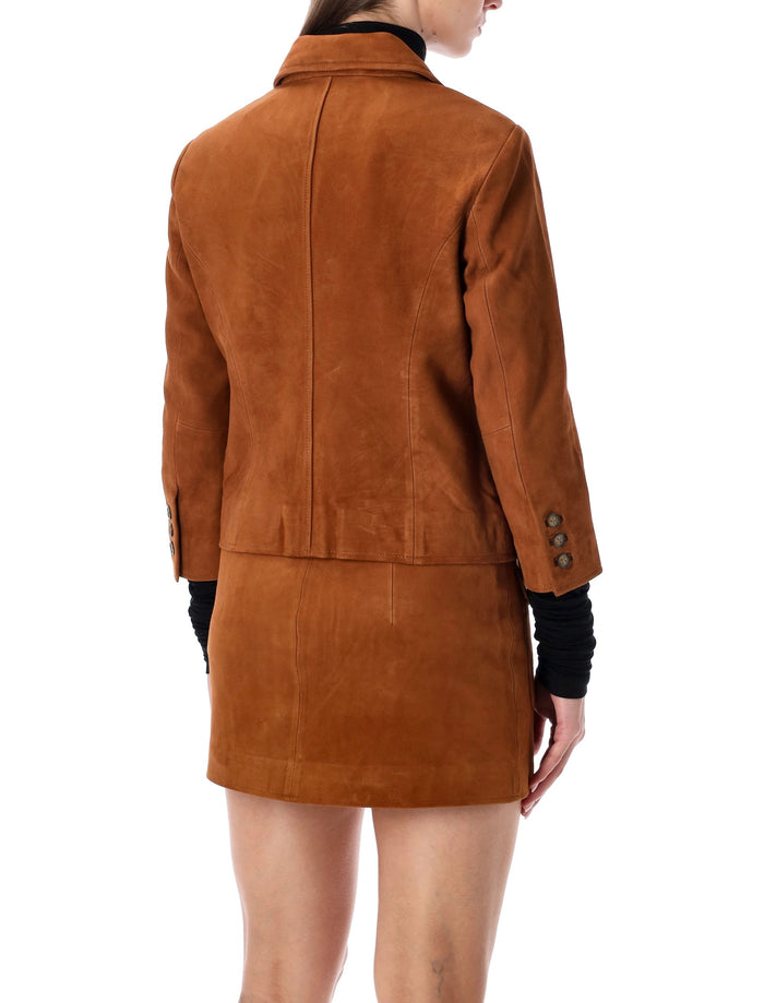 The Garment Suede Fitted Jacket Hazelnut Goatskin Lining Leather