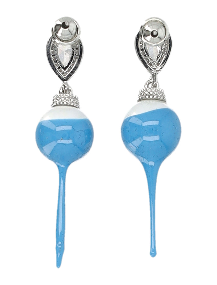 Ottolinger Blue Dipped Pearl Drop Earrings Silver Polyester