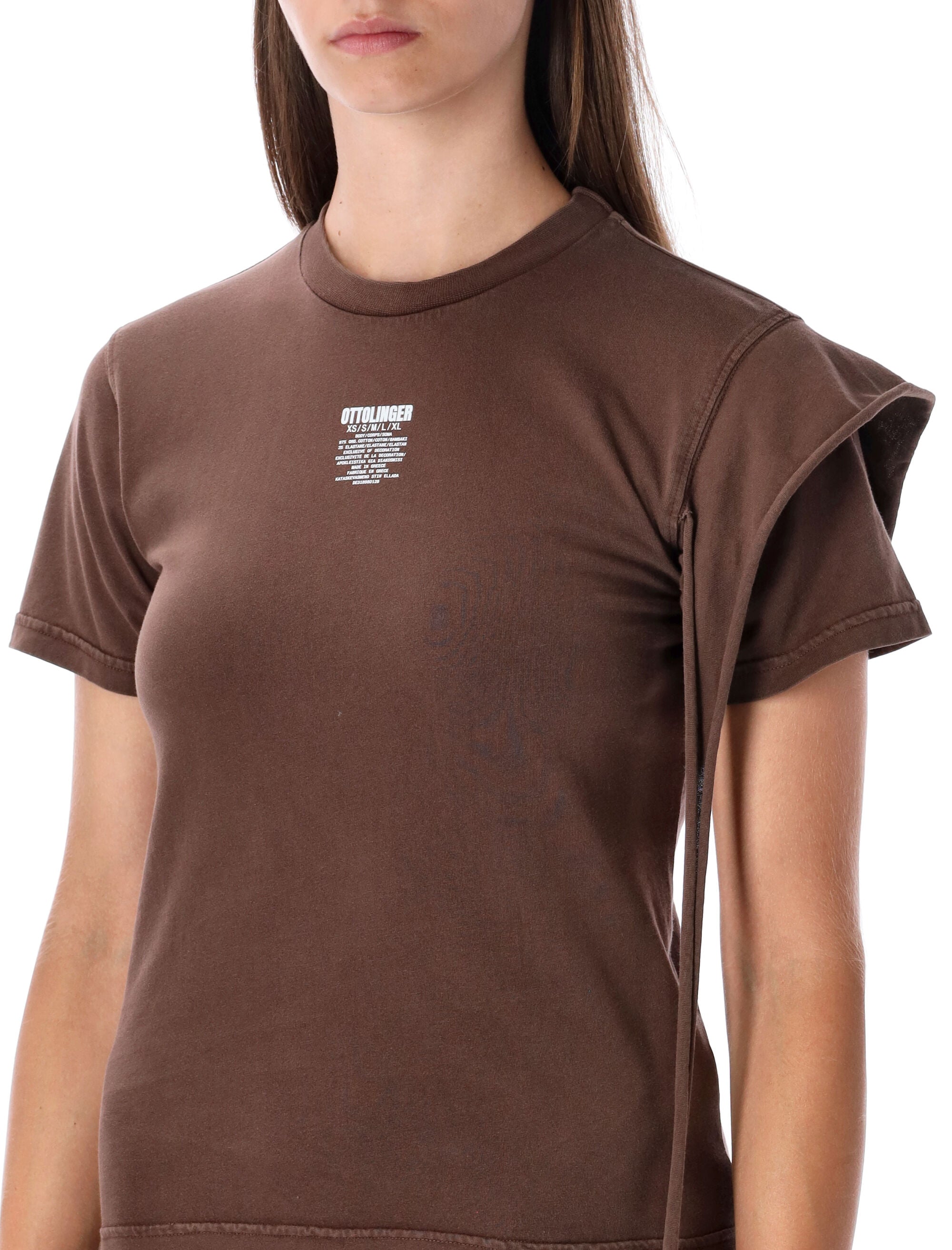 Ottolinger fitted organic cotton brown T-shirt Dark