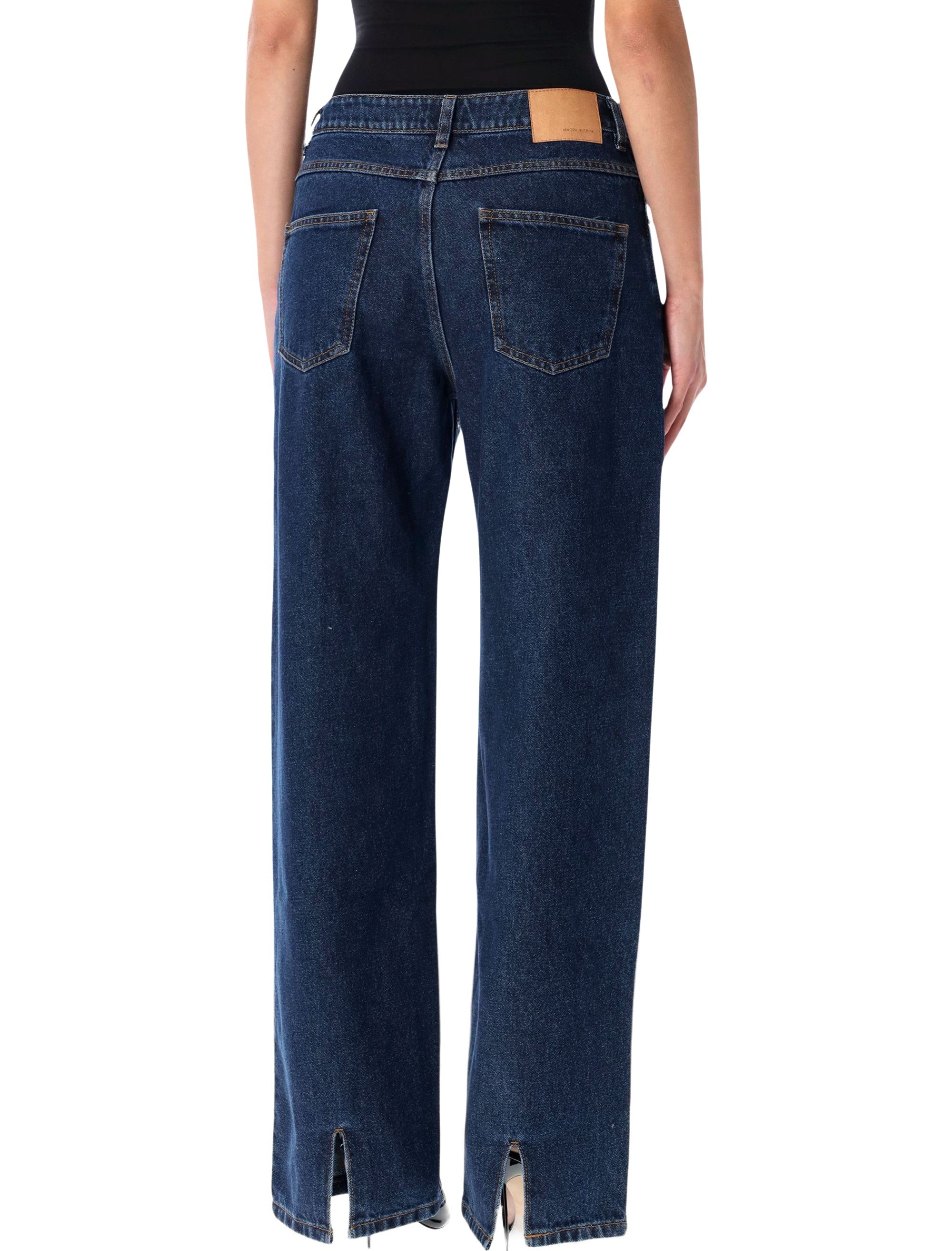 Magda Butrym loose-leg faded denim pants Navy Cotton Jean