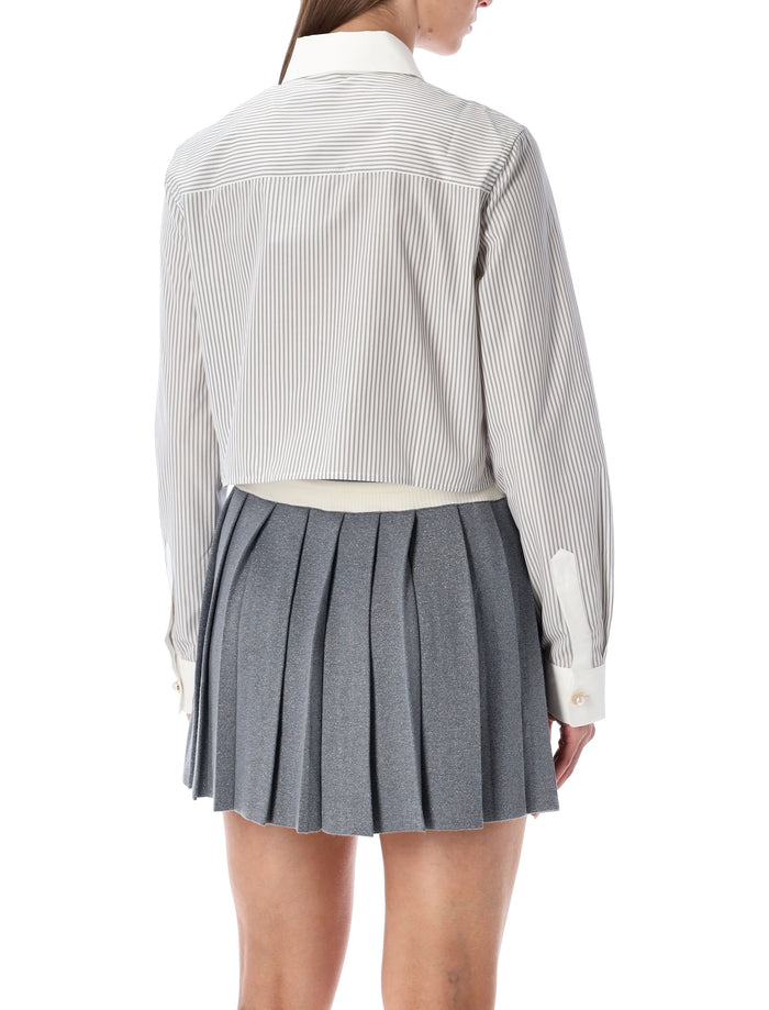 Casablanca cropped striped shirt with floral embroidery Stripe White Cotton