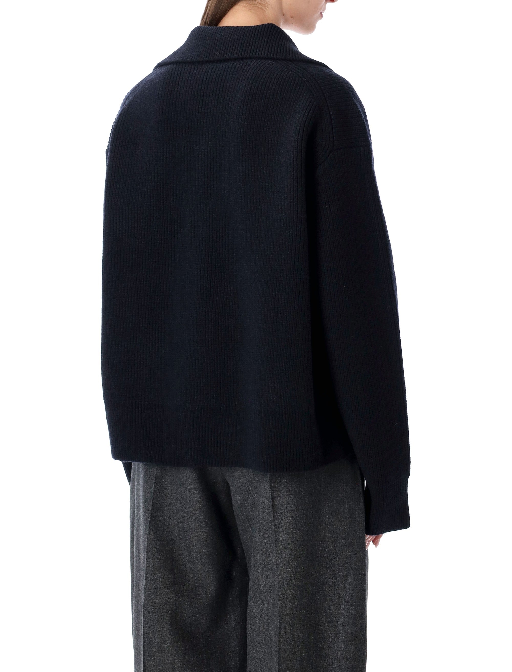 Studio Nicholson Nash extrafine merino wool polo knit Darkest Navy Rws Sweater