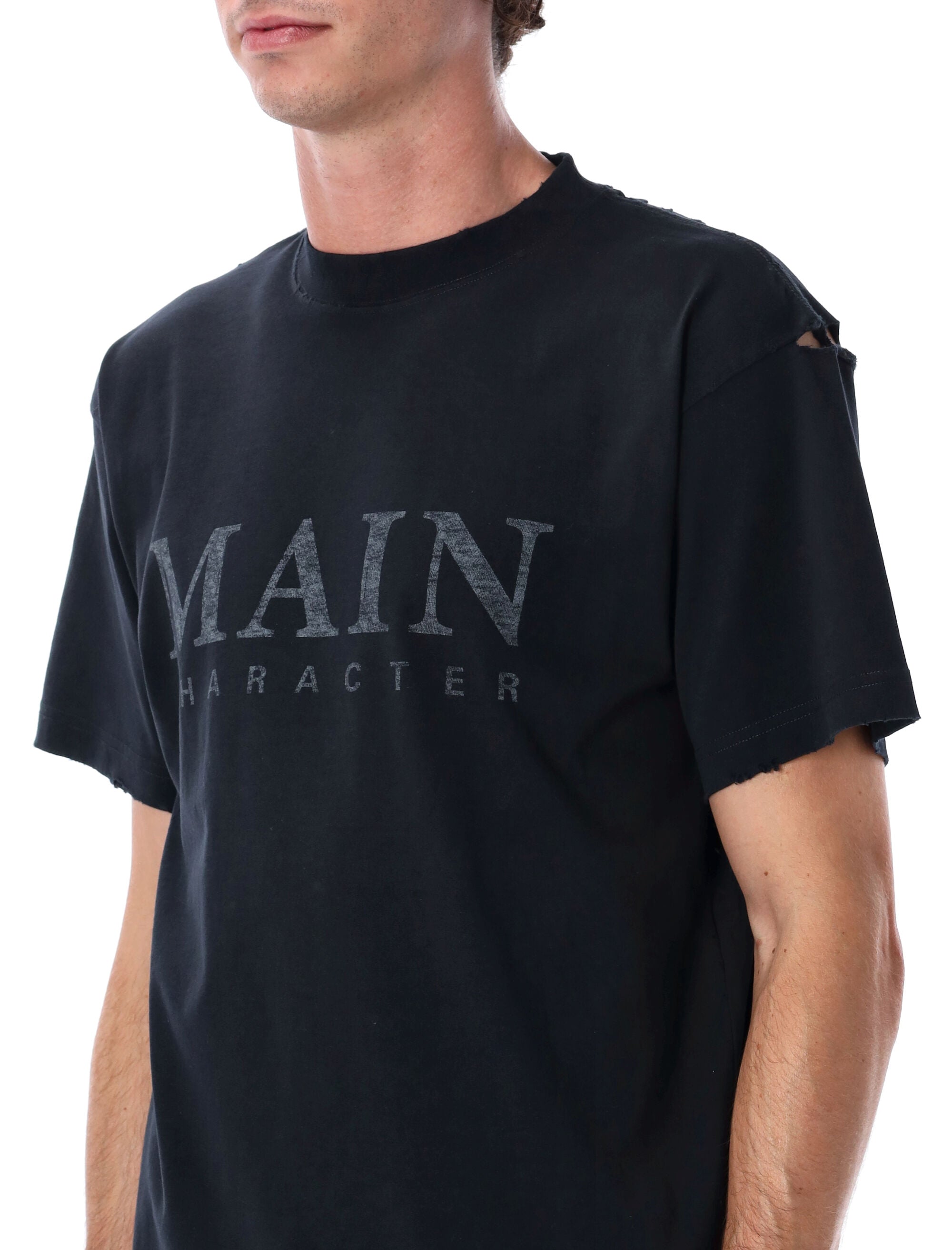Balenciaga black faded regular fit logo t-shirt Cotton