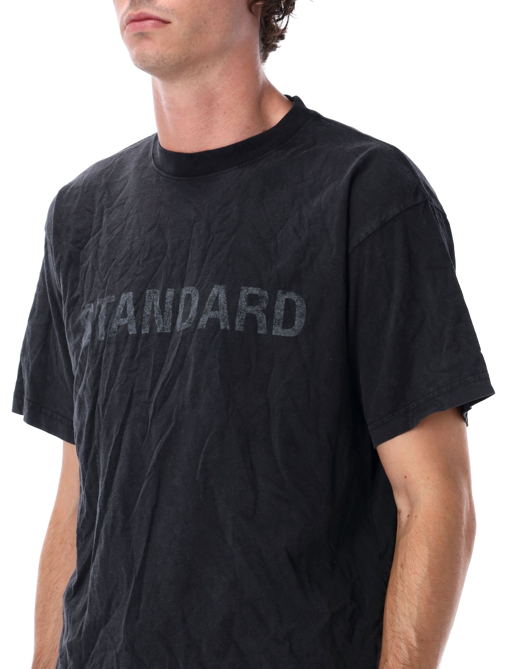 Balenciaga Standard black faded regular fit logo t-shirt Washed Cotton