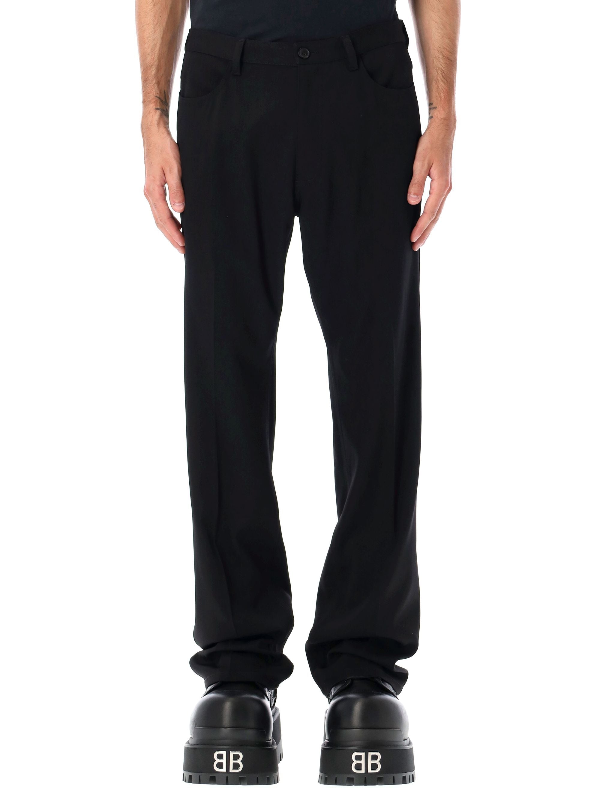 Balenciaga straight fit stretch twill tailored pants Black Wool