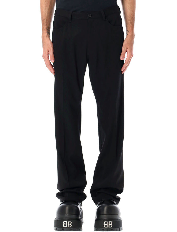 Balenciaga straight fit stretch twill tailored pants Black Wool
