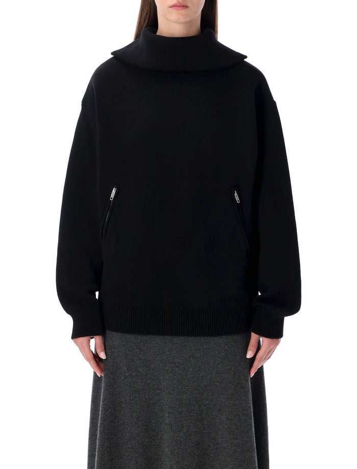Balenciaga cotton high-neck zip sweater Black