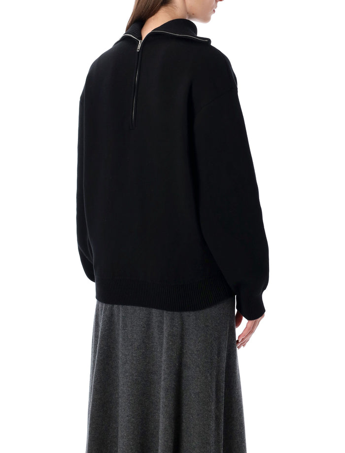 Balenciaga cotton high-neck zip sweater Black