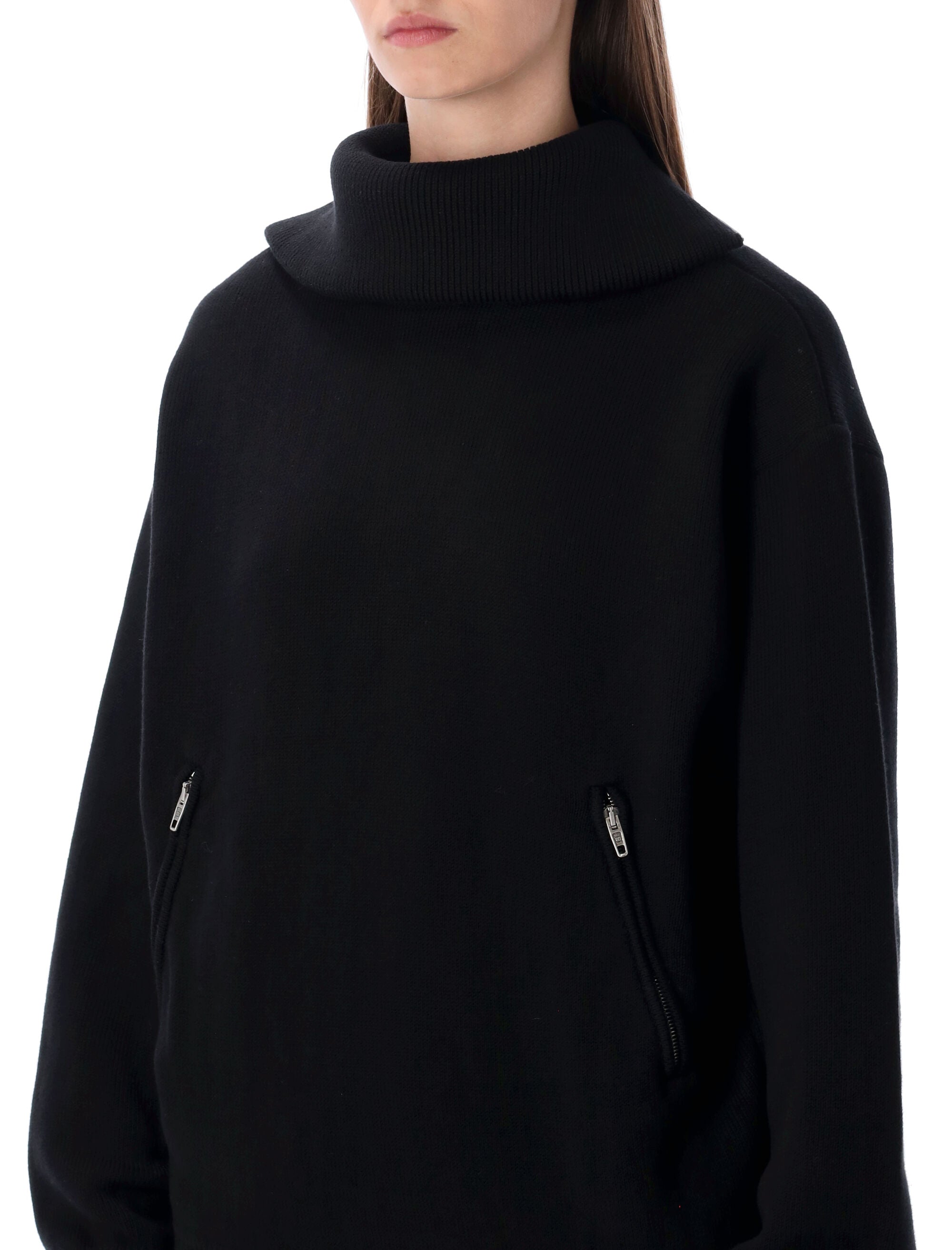 Balenciaga cotton high-neck zip sweater Black