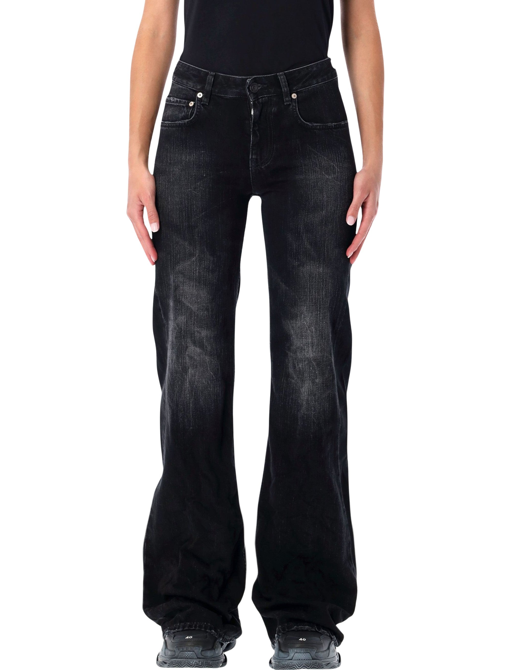 Balenciaga wide-leg washed black denim jeans Cotton