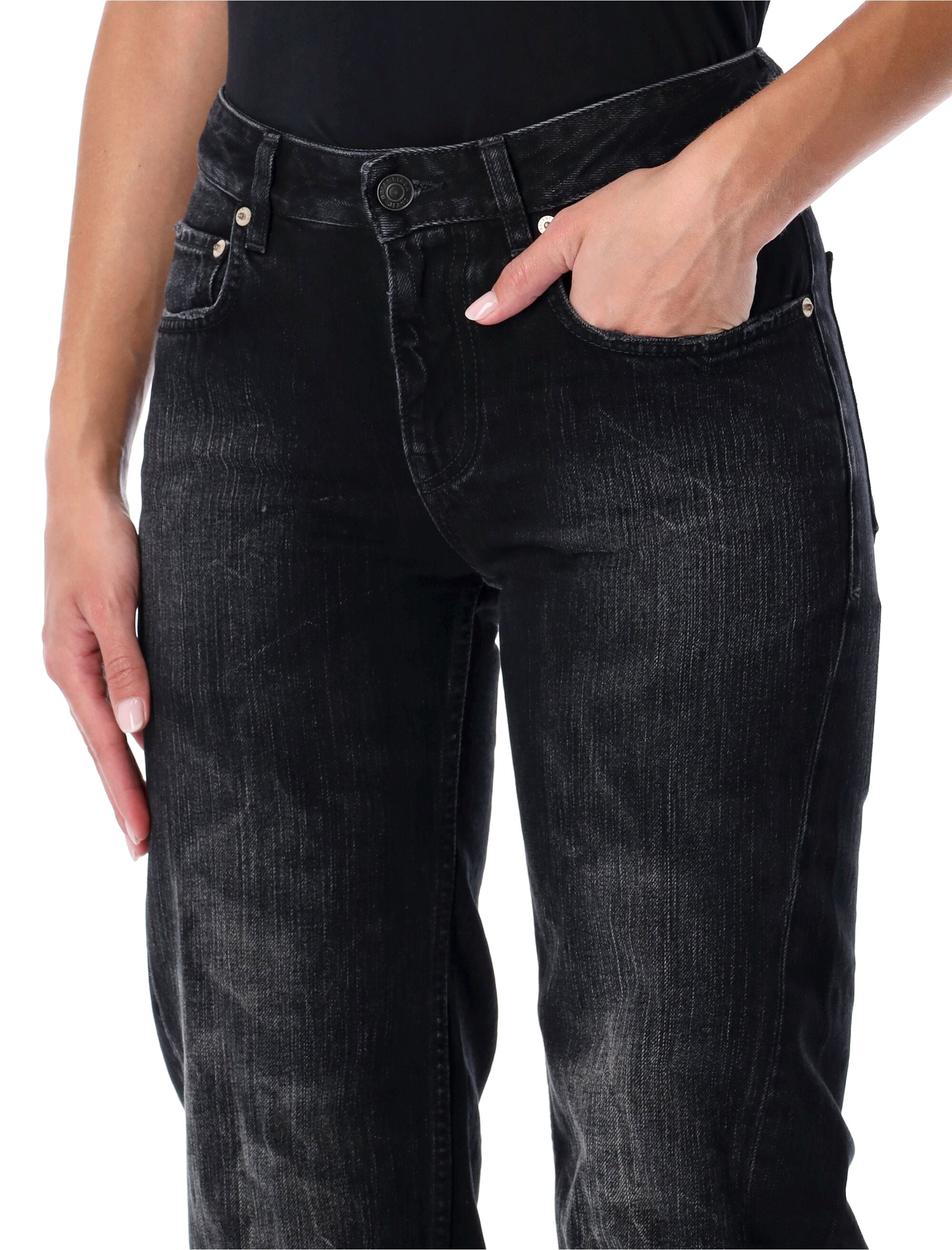 Balenciaga wide-leg washed black denim jeans Cotton