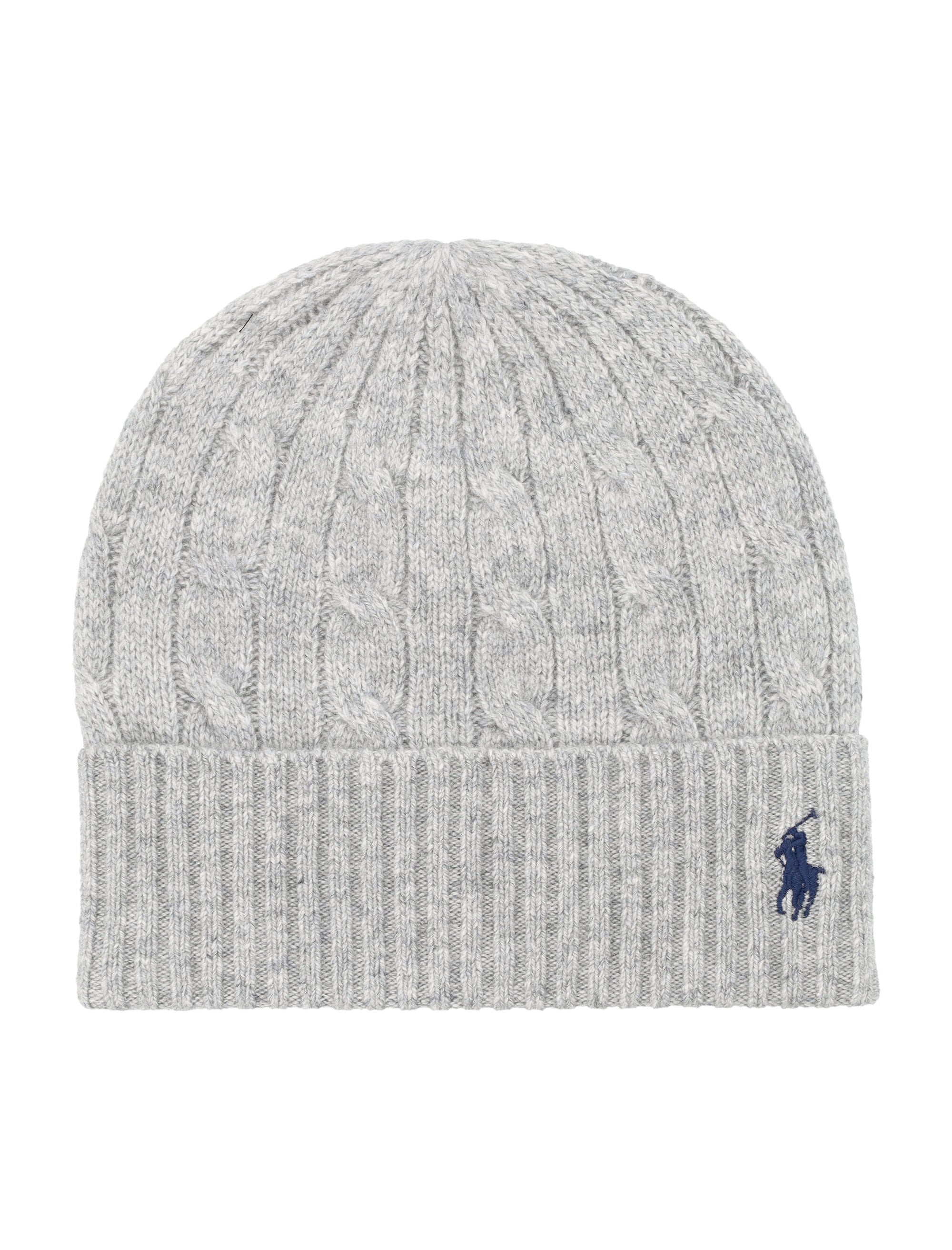 Polo Ralph Lauren Cable Wool-Cashmere Beanie Soft Grey Hat