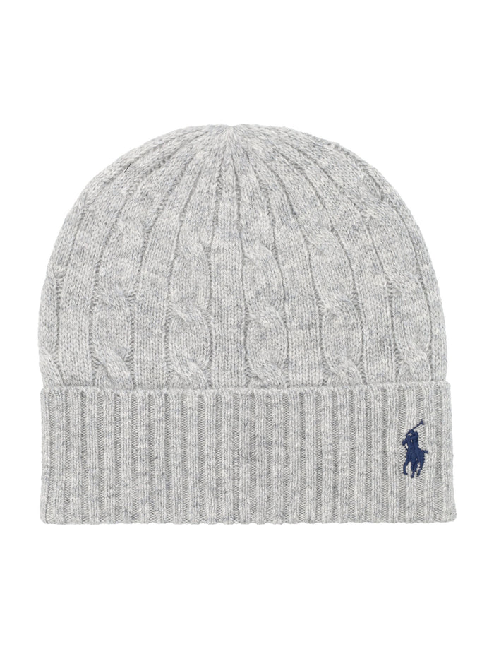 Polo Ralph Lauren Cable Wool-Cashmere Beanie Soft Grey Hat
