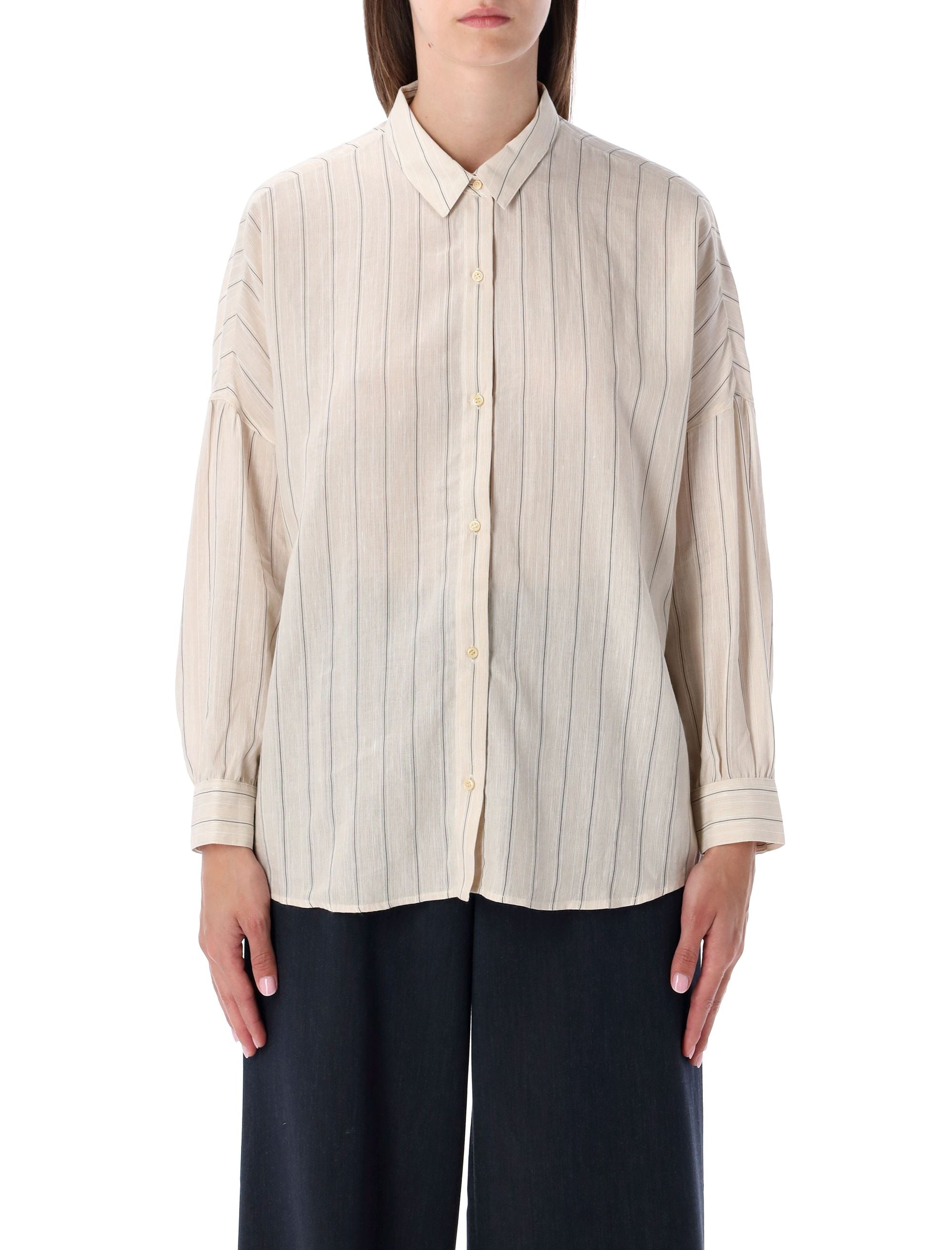 Sessùn striped cotton lawn shirt Sand Black Viscose
