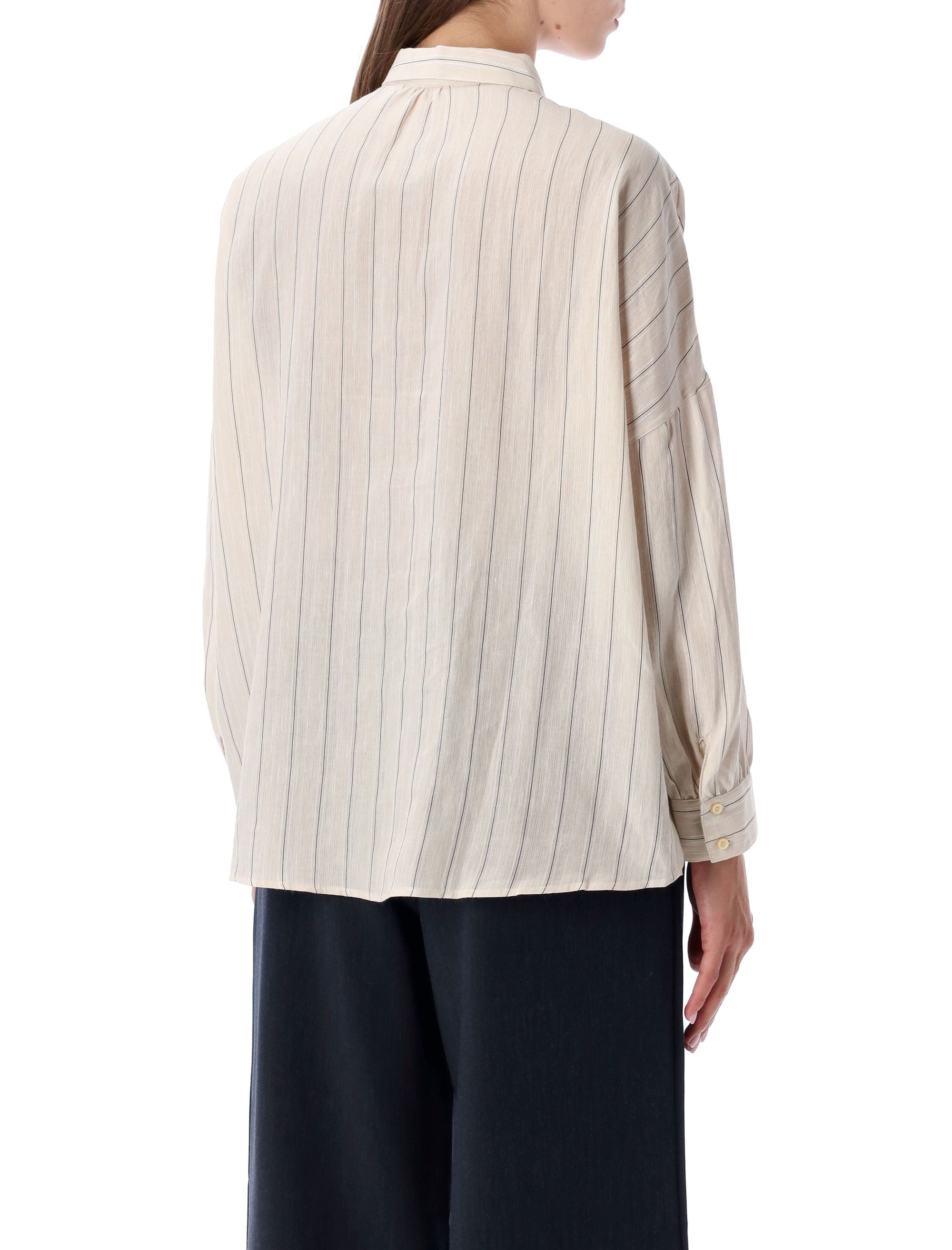 Sessùn striped cotton lawn shirt Sand Black Viscose
