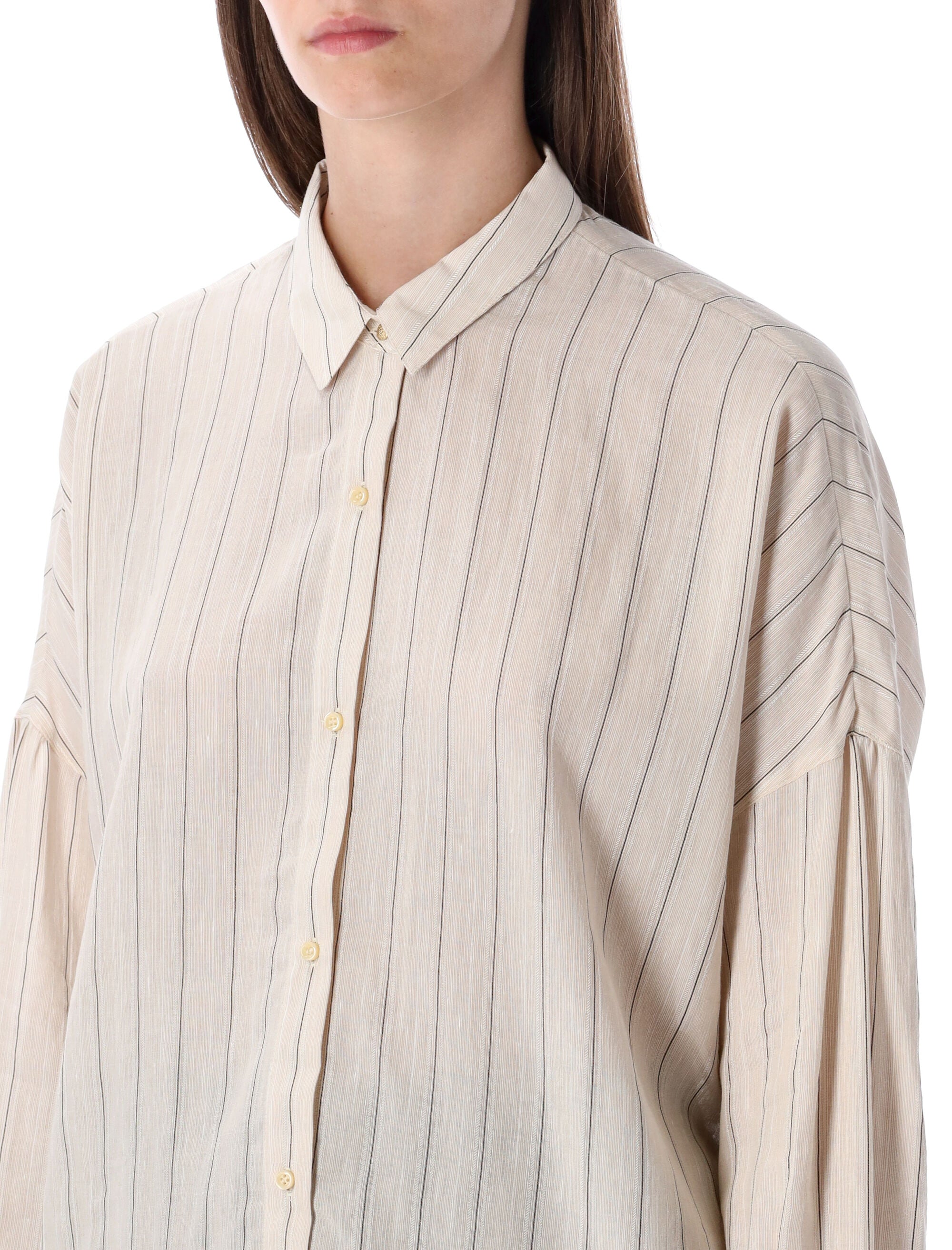 Sessùn striped cotton lawn shirt Sand Black Viscose