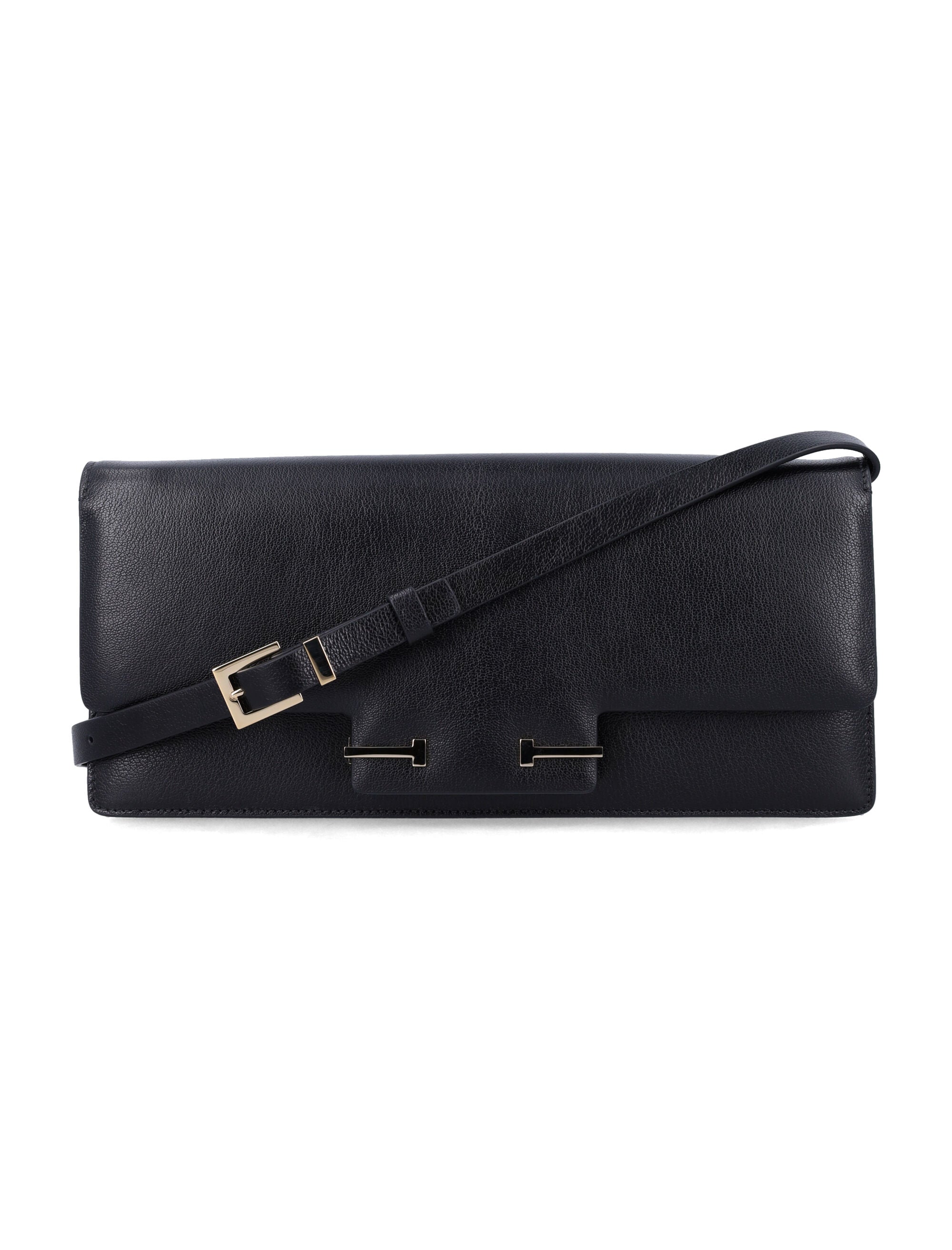 Tom Ford Double T Shoulder Bag Black Goat Leather Lining