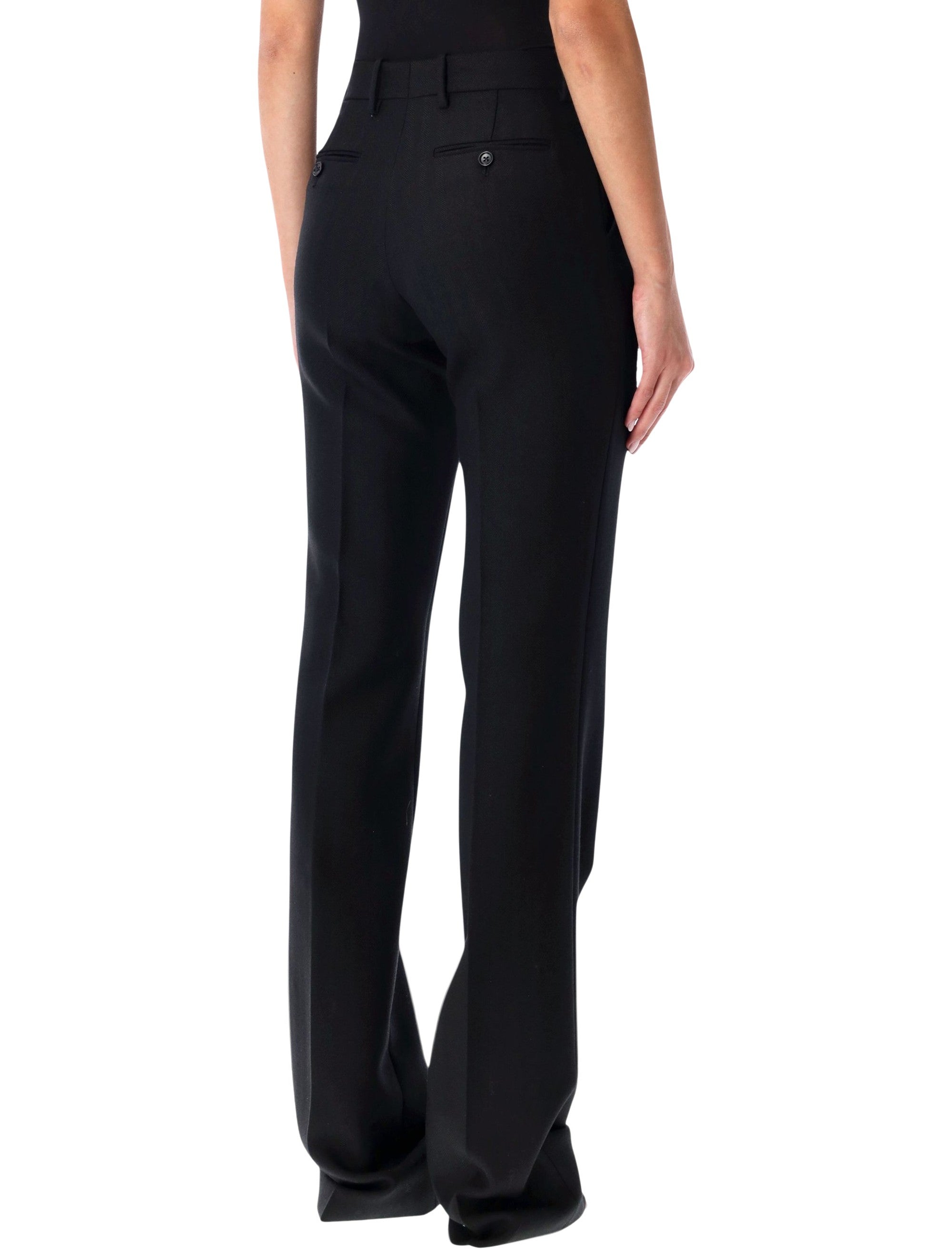 Tom Ford black tailored straight-leg trousers in herringbone wool Pant