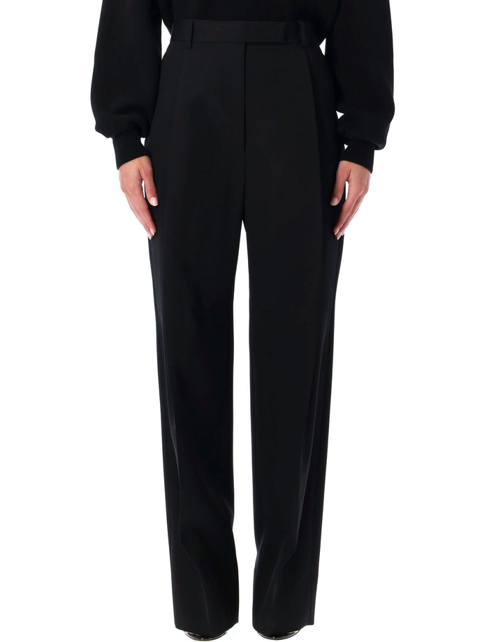 Black Wool Tailored Wide-Leg Trousers Lining Pant