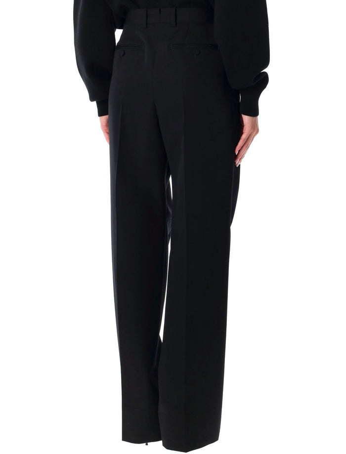 Black Wool Tailored Wide-Leg Trousers Lining Pant