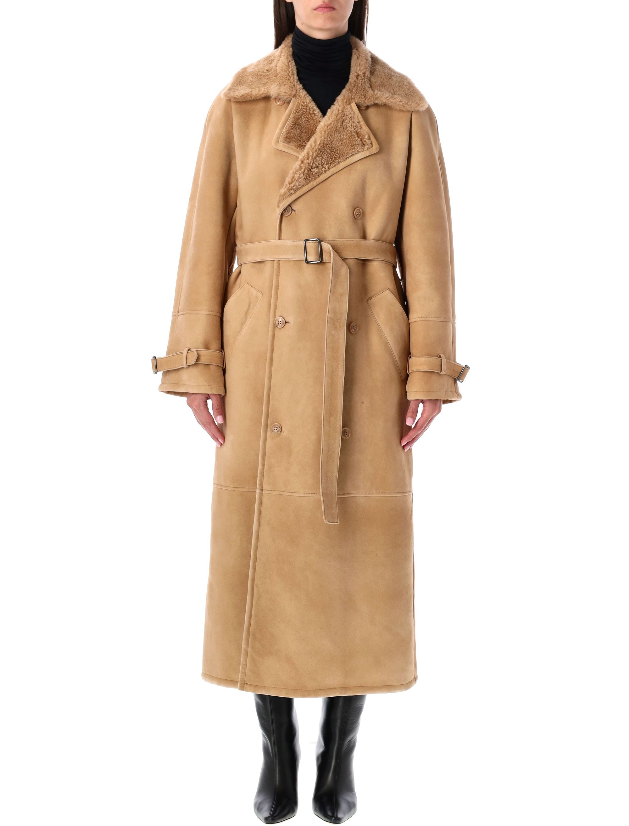 S.w.o.r.d. 6.644 Long Shearling Coat Beige Sheepskin Leather Jacket