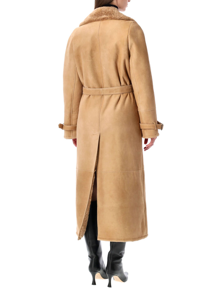 S.W.O.R.D. 6.644 Long Shearling Coat Beige Sheepskin Leather Jacket