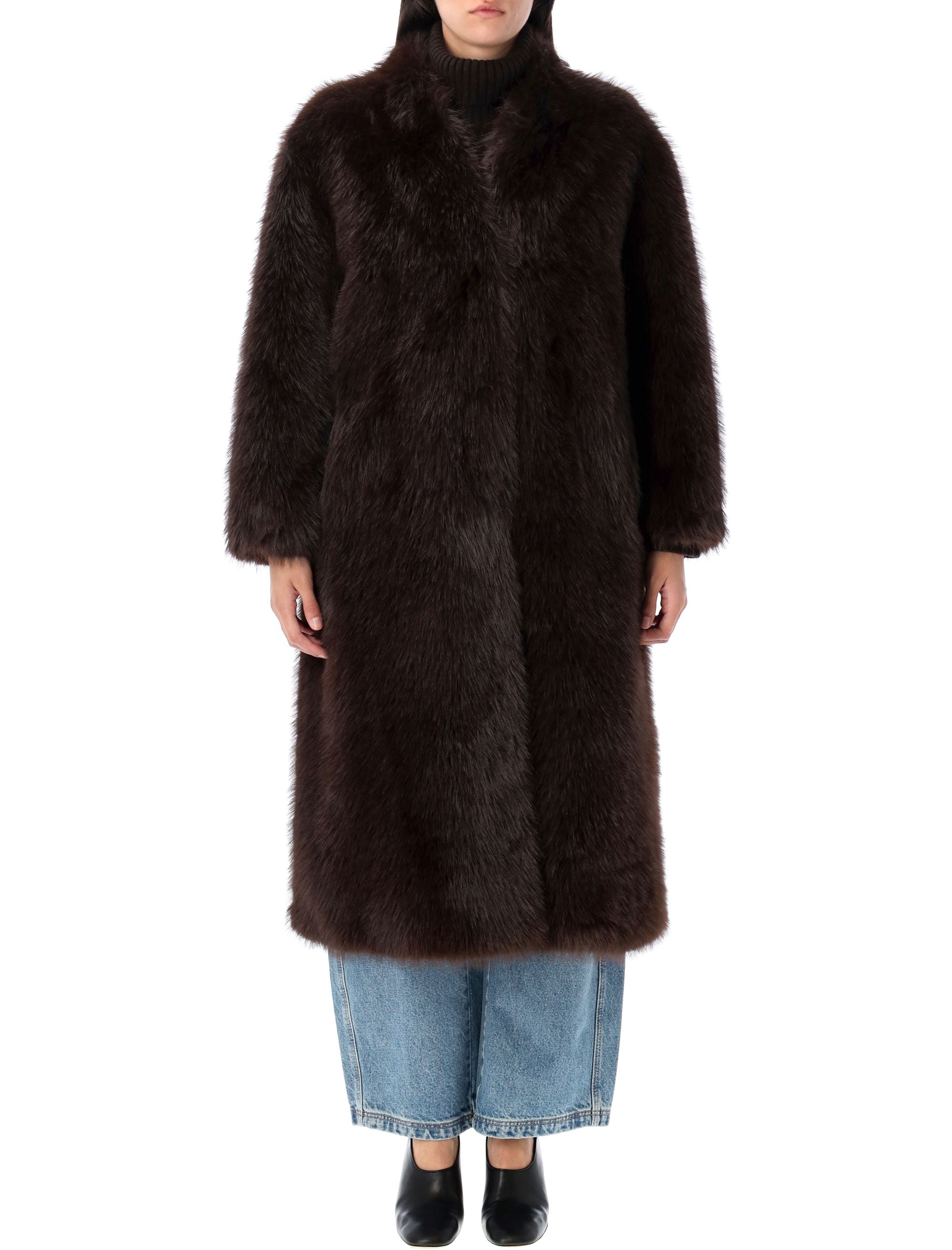 Eco Fur Coat Dark Coffee Polyester