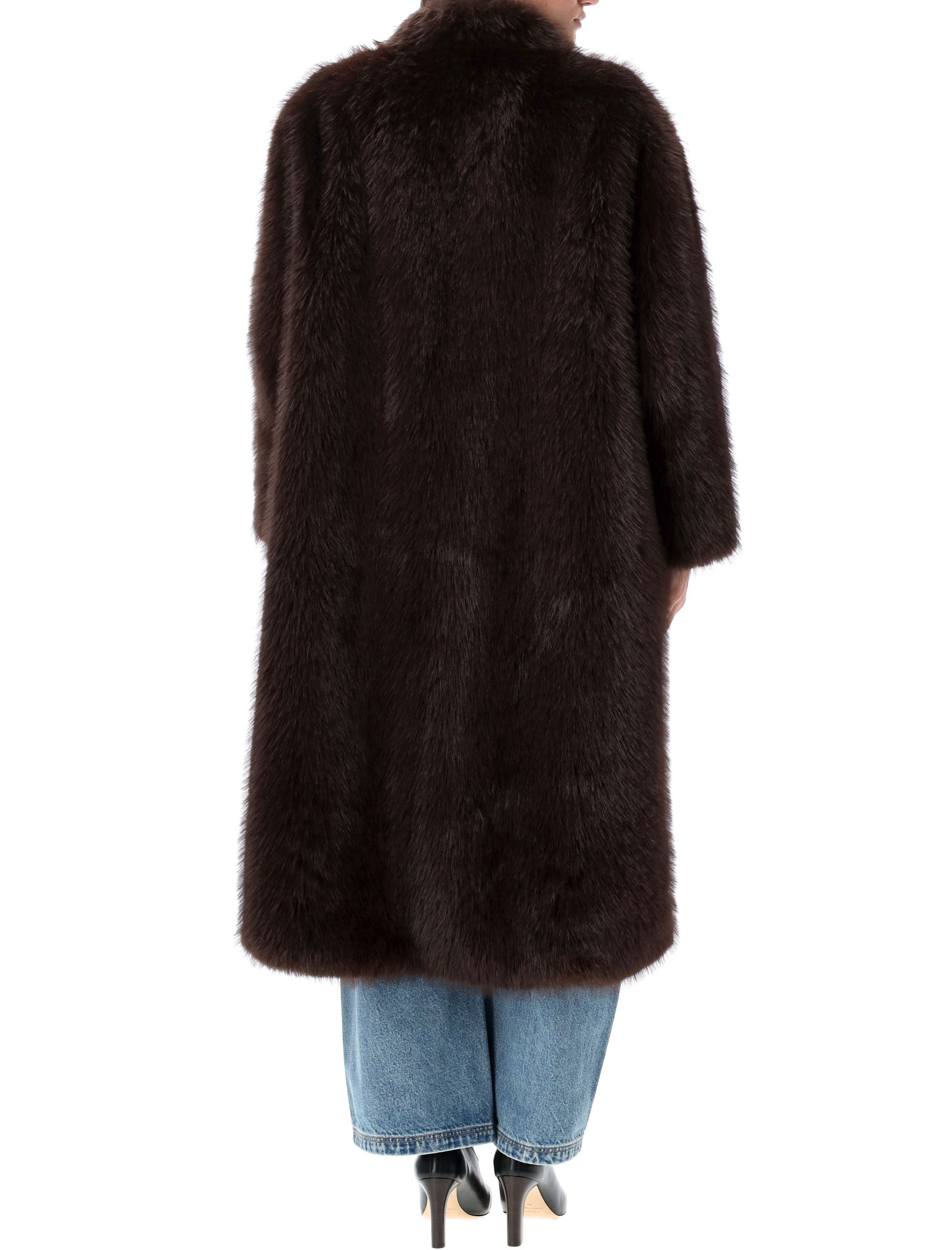 Eco Fur Coat Dark Coffee Polyester