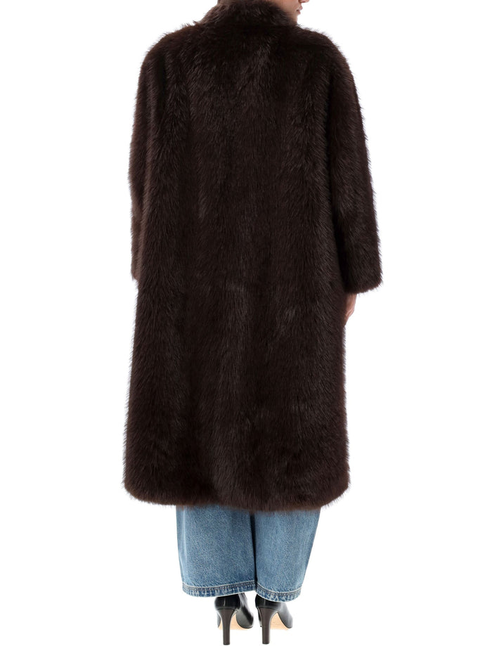 Eco Fur Coat Dark Coffee Polyester
