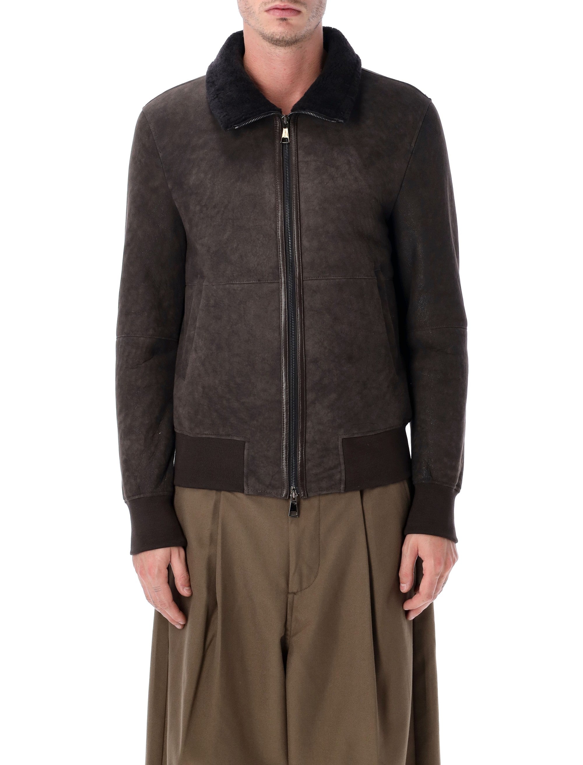 Sword 6.6.44 Brown Shearling Jacket With Fur Collar Vintage Moro Leather