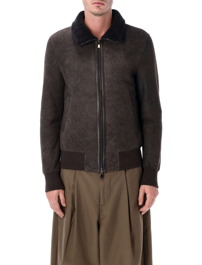 Sword 6.6.44 Brown Shearling Jacket With Fur Collar Vintage Moro Leather