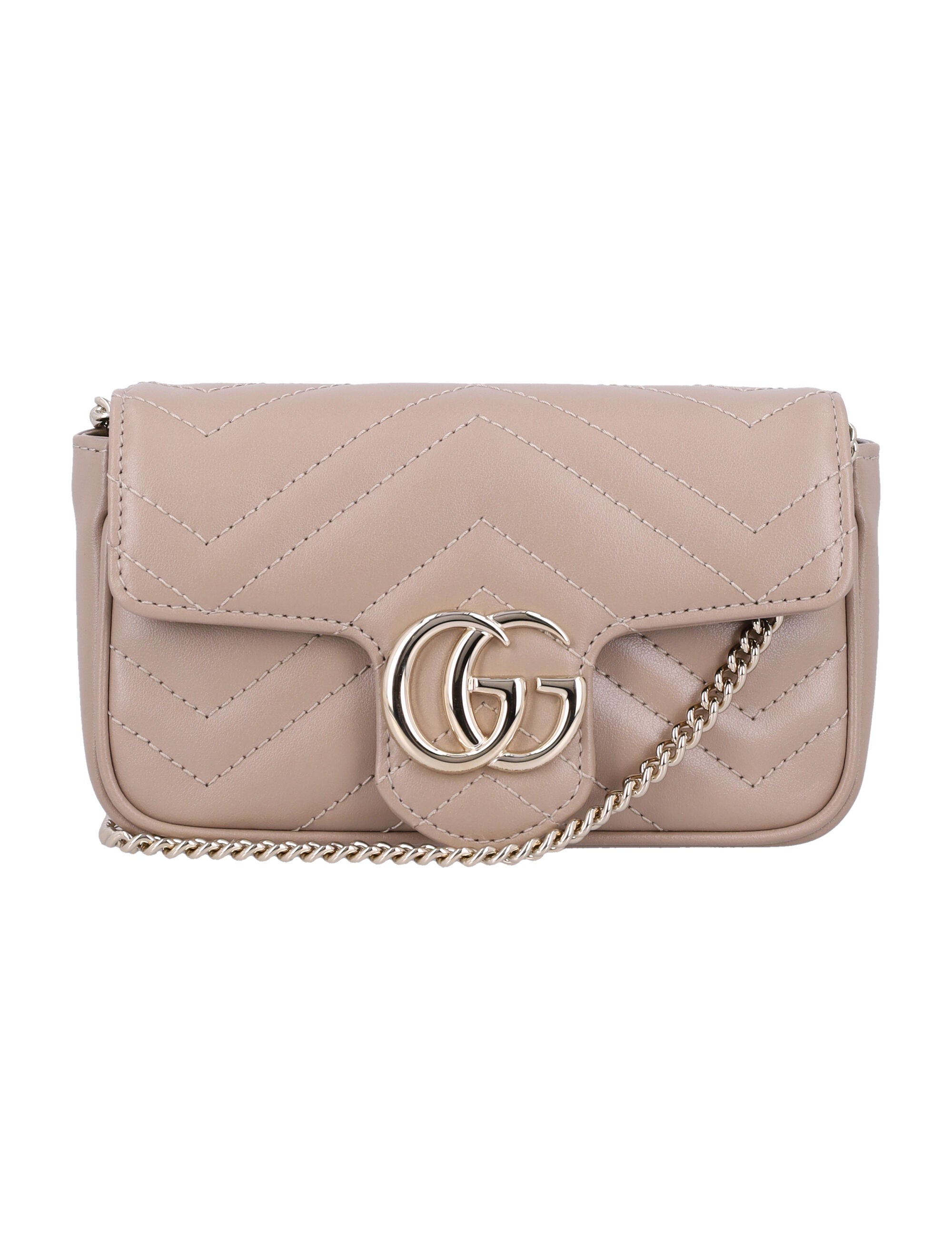 Gg Marmont Mini Bag Taupe Calf Skin Shoulder