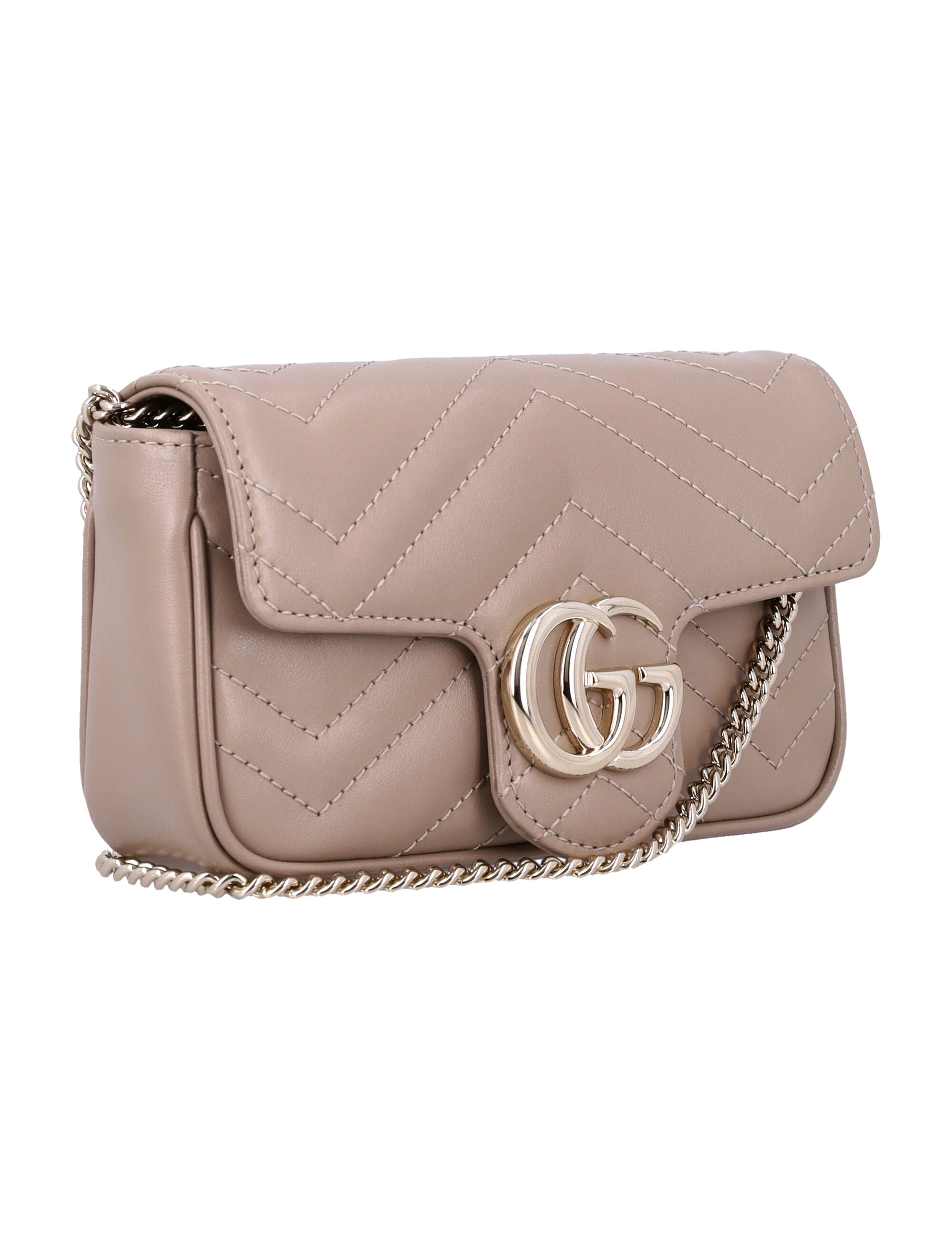 Gg Marmont Mini Bag Taupe Calf Skin Shoulder