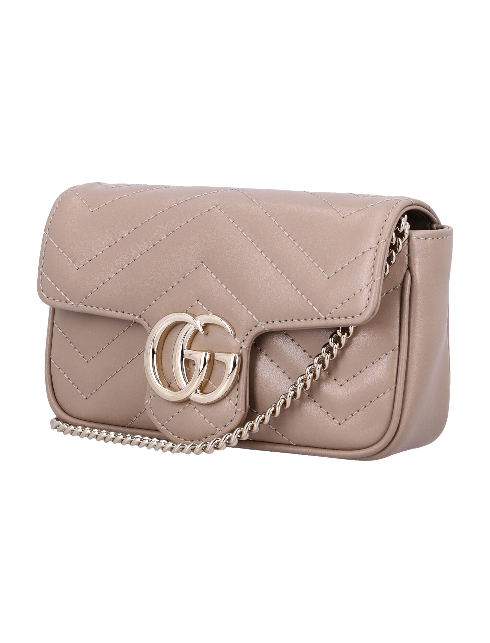 Gg Marmont Mini Bag Taupe Calf Skin Shoulder