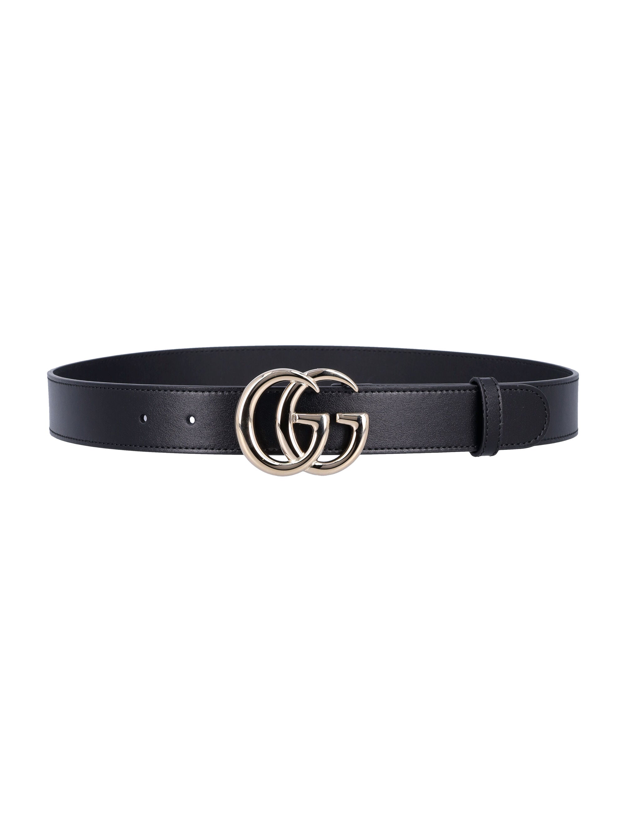 GG Marmont thin leather belt Black Calf Skin