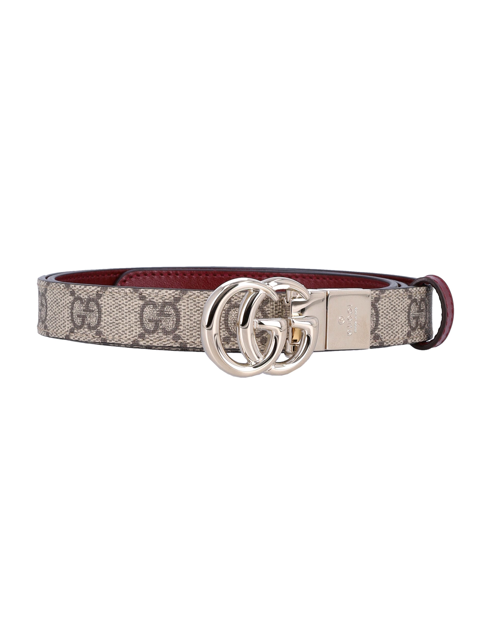Reversible GG Marmont thin belt Ebony + Red Polyurethane
