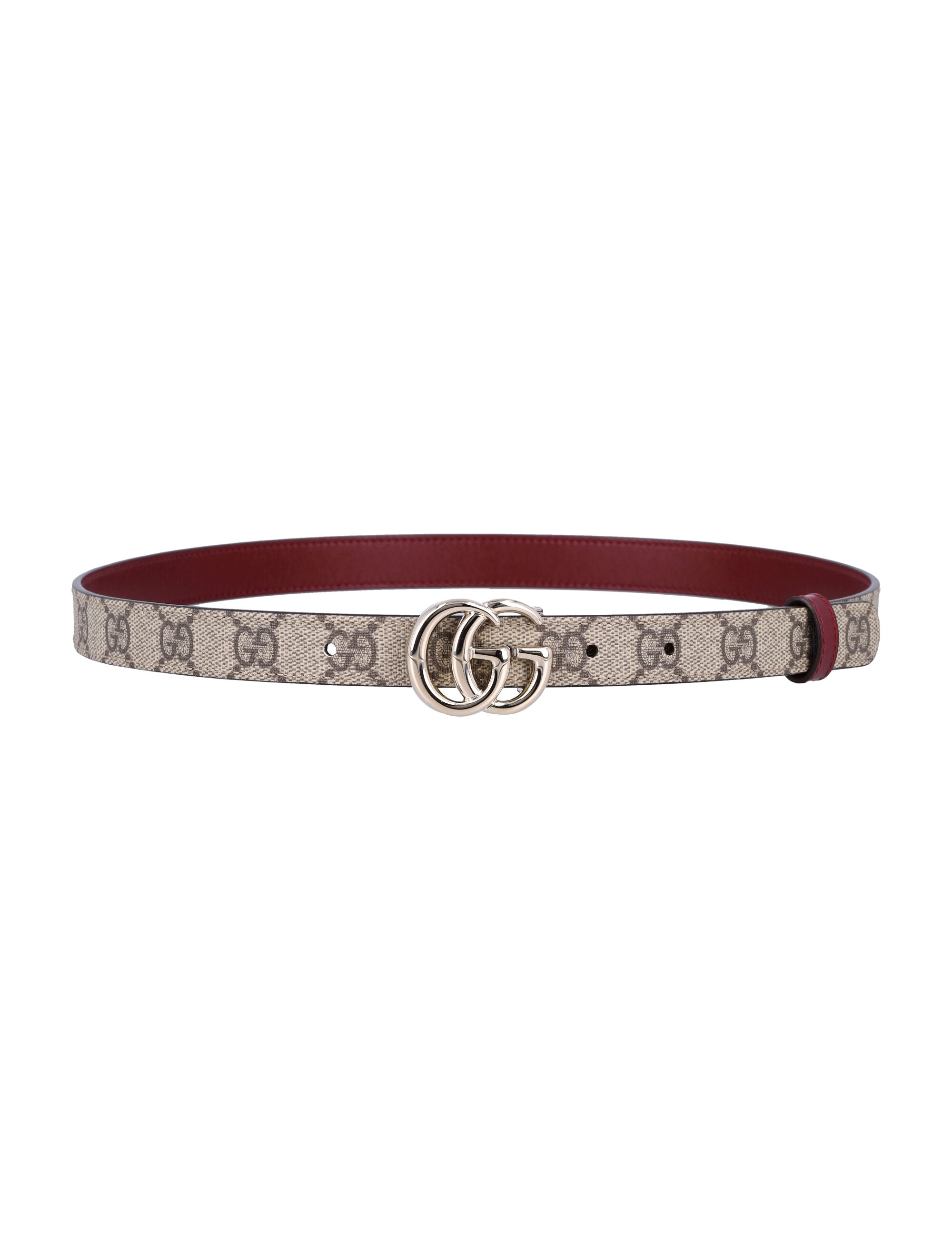 Reversible GG Marmont thin belt Ebony + Red Polyurethane
