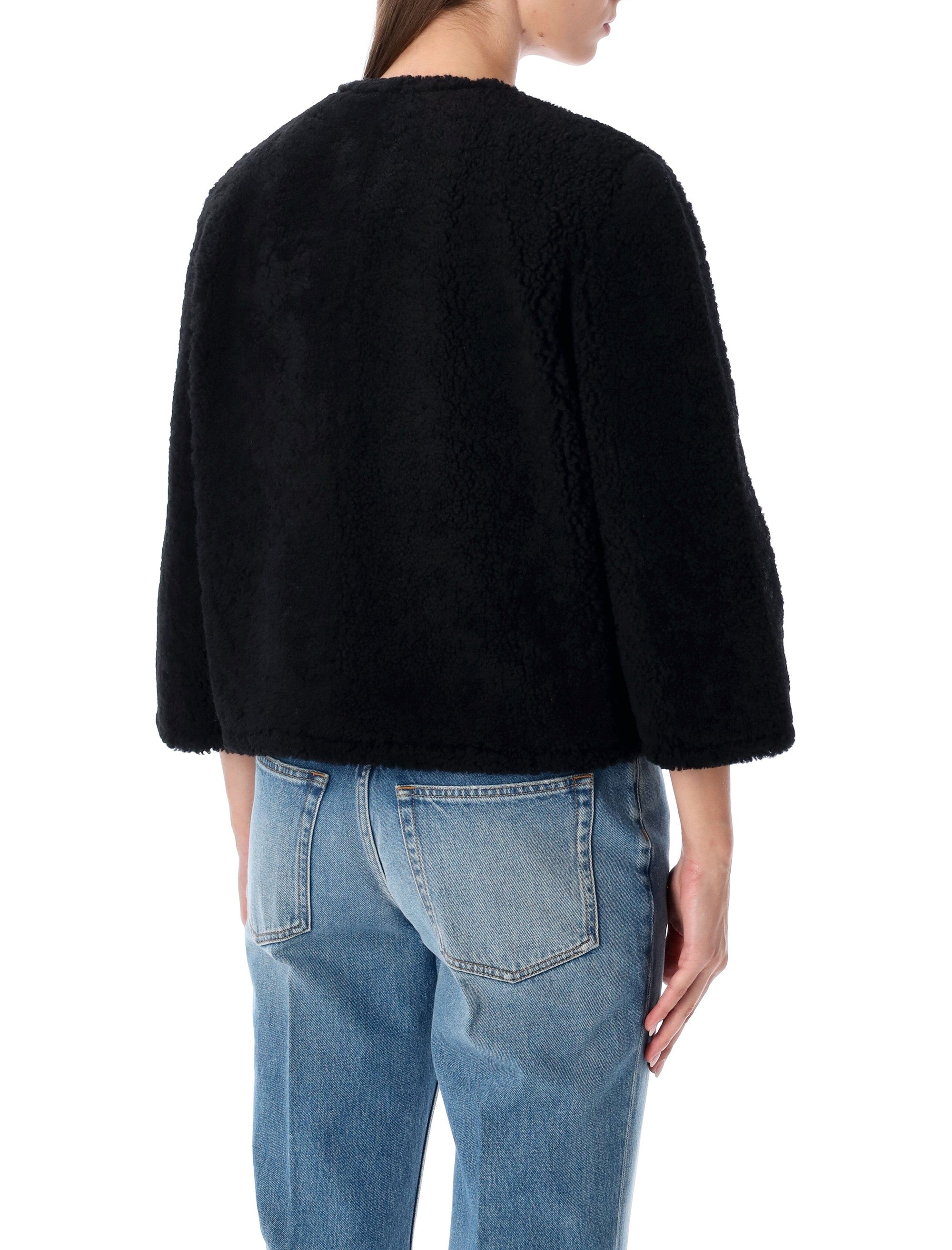 Gucci shearling jacket with Horsebit details Black Lamb Fur Trim