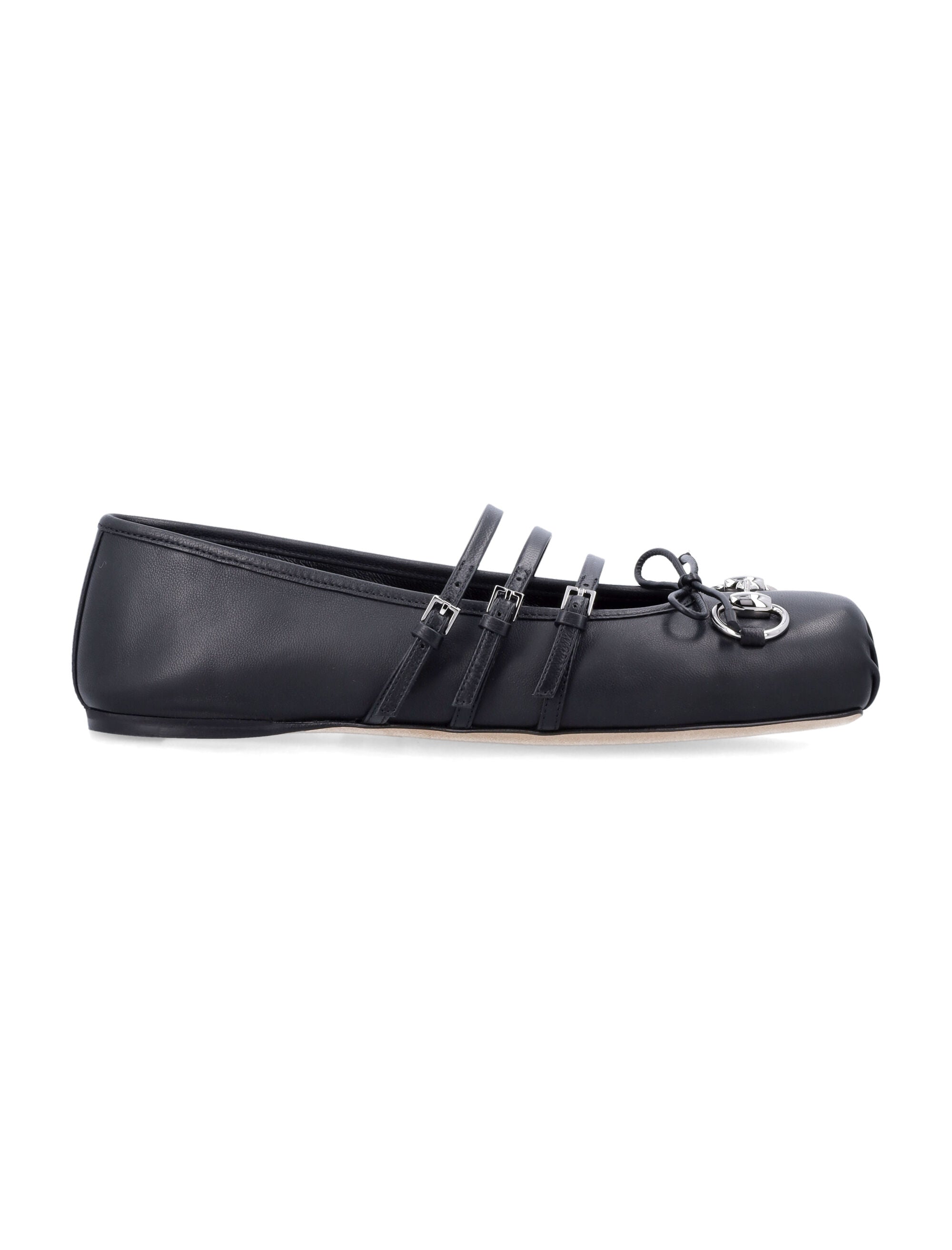 Horsebit nappa ballerina Black Lamb Flat Shoes