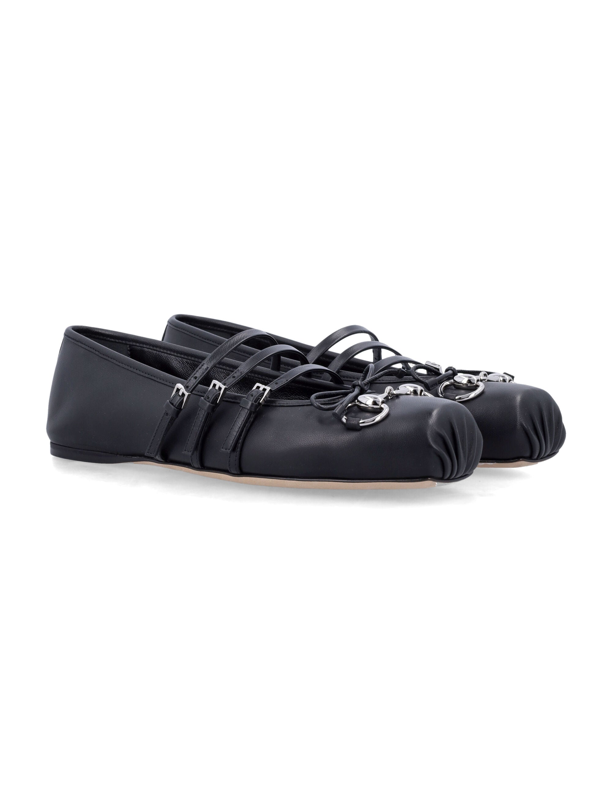 Horsebit nappa ballerina Black Lamb Flat Shoes