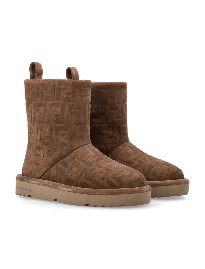 Fendi Après Chic FF embossed suede boots Tobacco + Milk Calf Leather Inside
