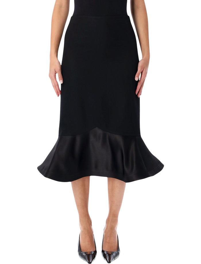 Fendi black Grain de Poudre wool midi skirt Virgin
