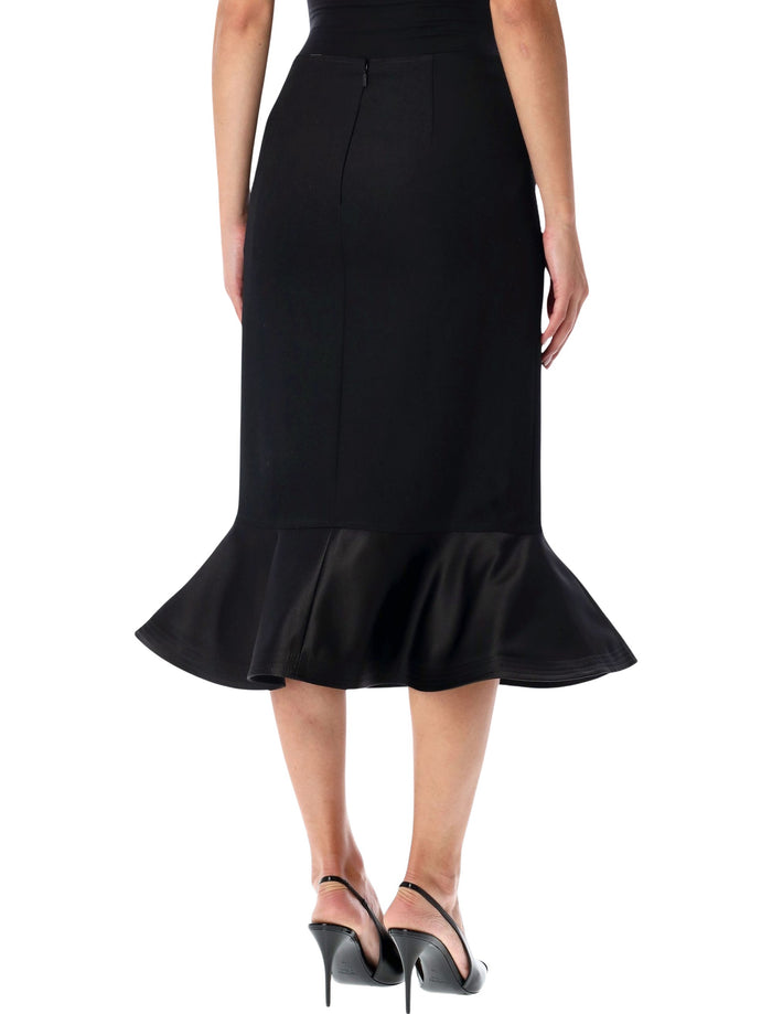 Fendi black Grain de Poudre wool midi skirt Virgin