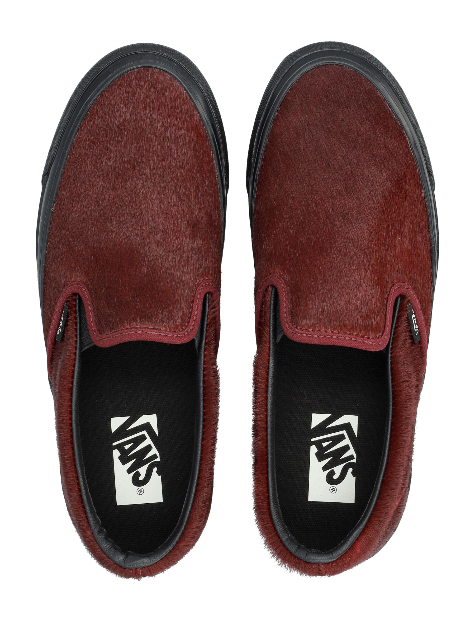 Vans LX Classic Slip-On 98 pony hair sneakers Burgundy Leather Sole