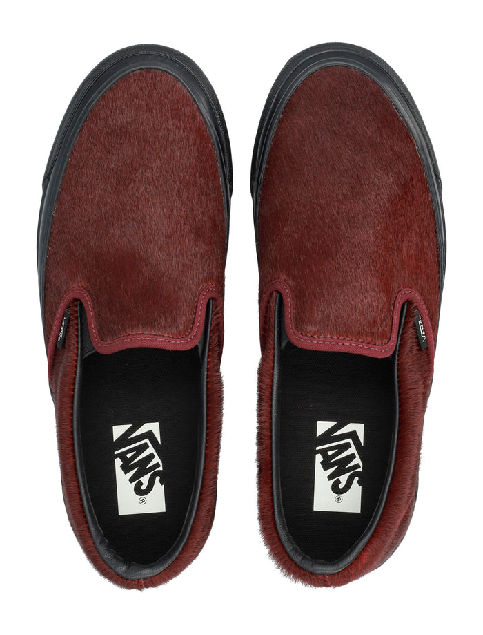 Vans LX Classic Slip-On 98 pony hair sneakers Burgundy Leather Sole