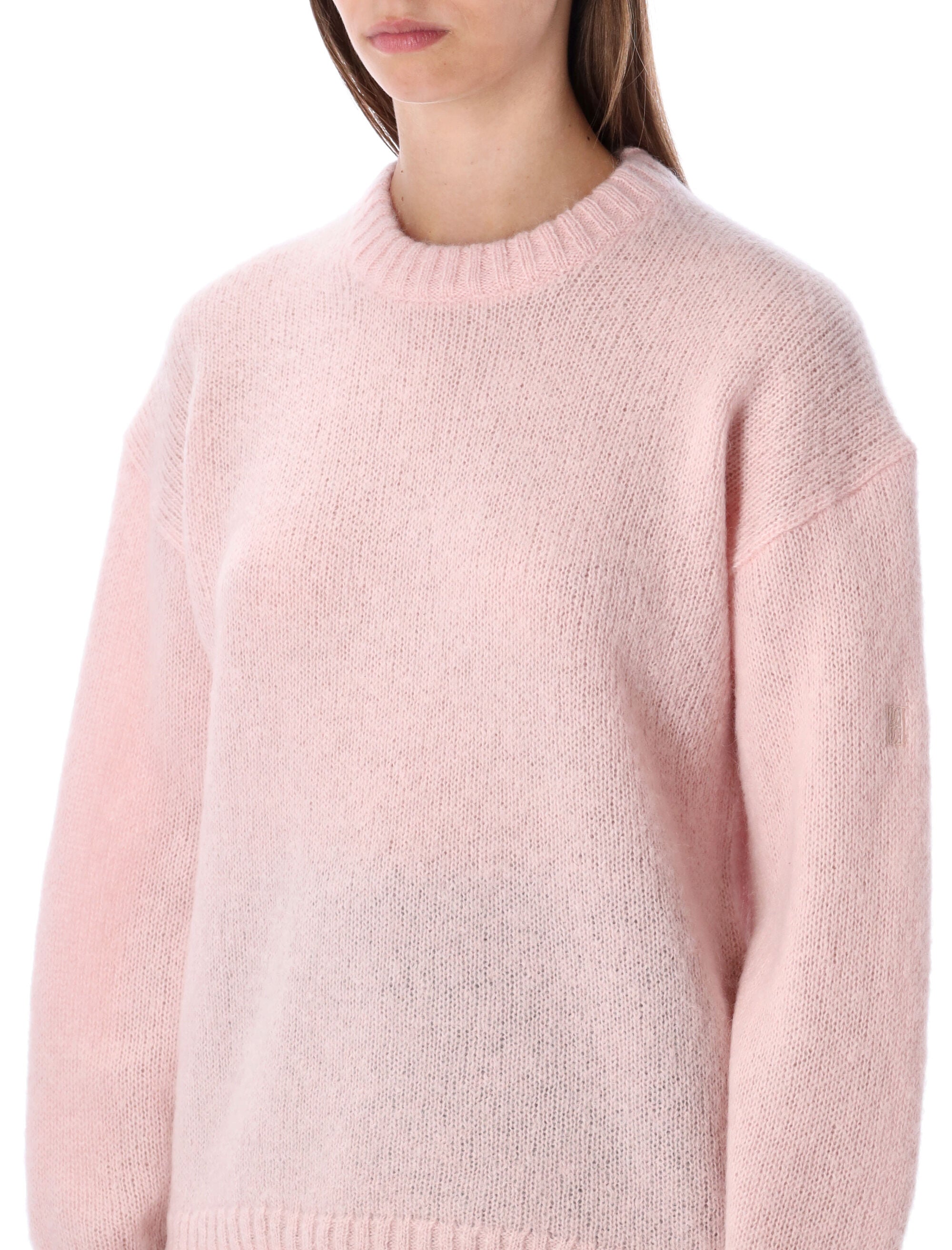 By Malene Birger Brie wool and mohair crewneck sweater Chalk Pink