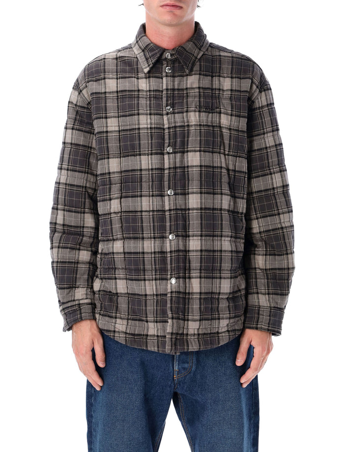 Off-White Padded Check Cotton Shirt Jacket with logo Dark Grey Lining