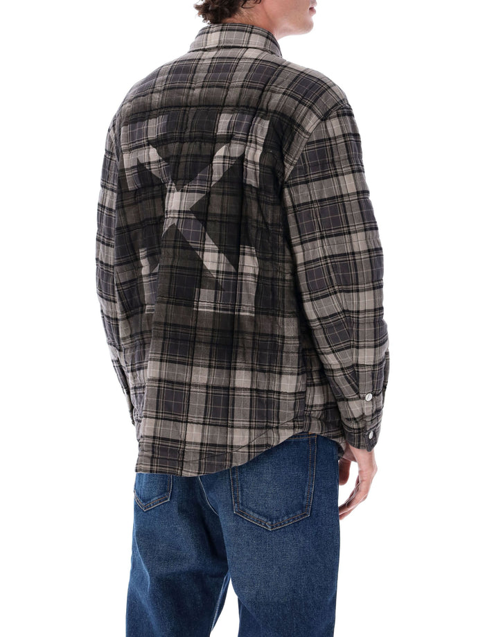 Off-White Padded Check Cotton Shirt Jacket with logo Dark Grey Lining
