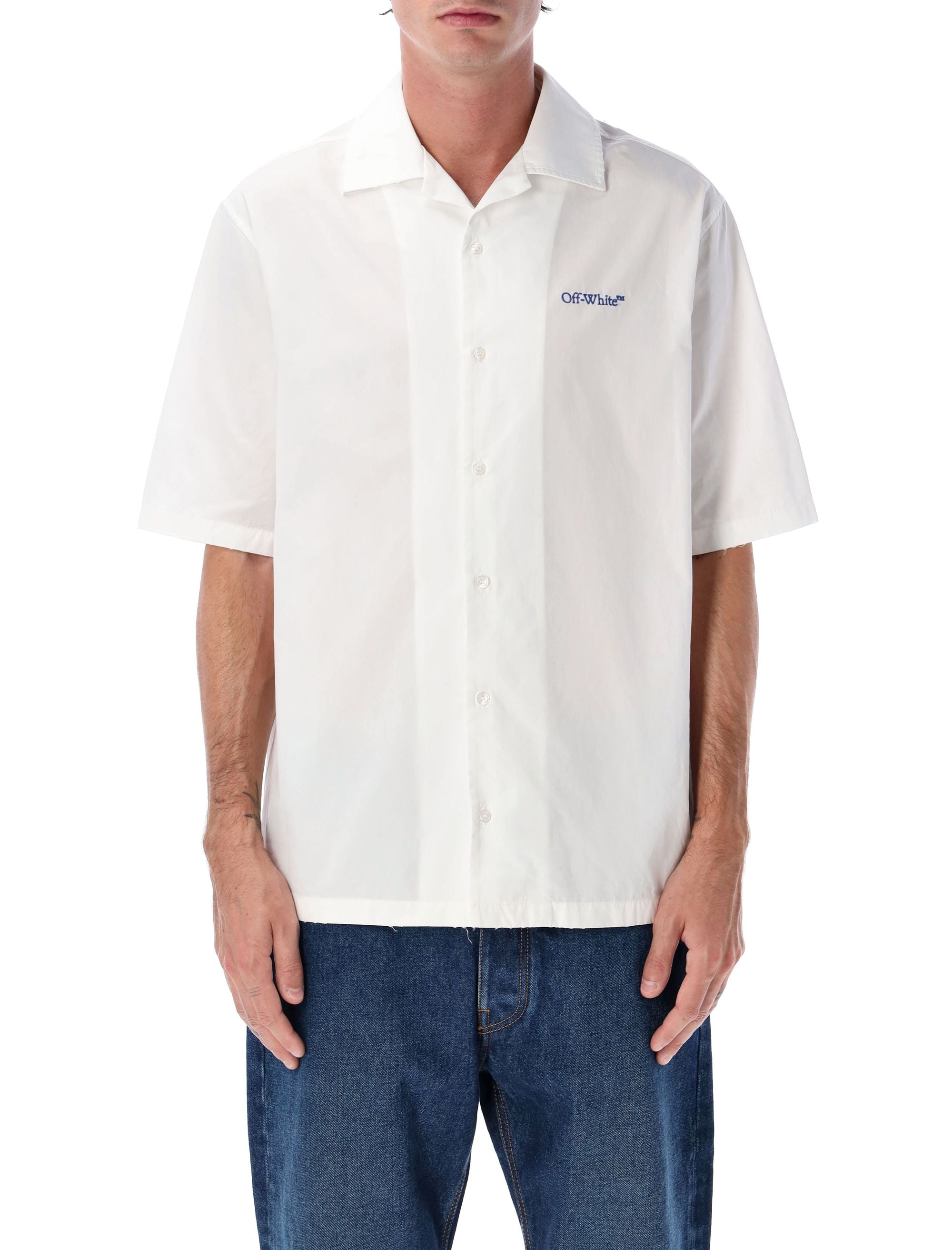 Off-White Brush Arrow poplin bowling shirt with embroidered logo Cotton